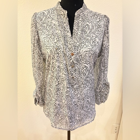 Diane Von Furstenberg Syrah Printed Chiffon Blouse - Size 4 - Picture 1 of 5